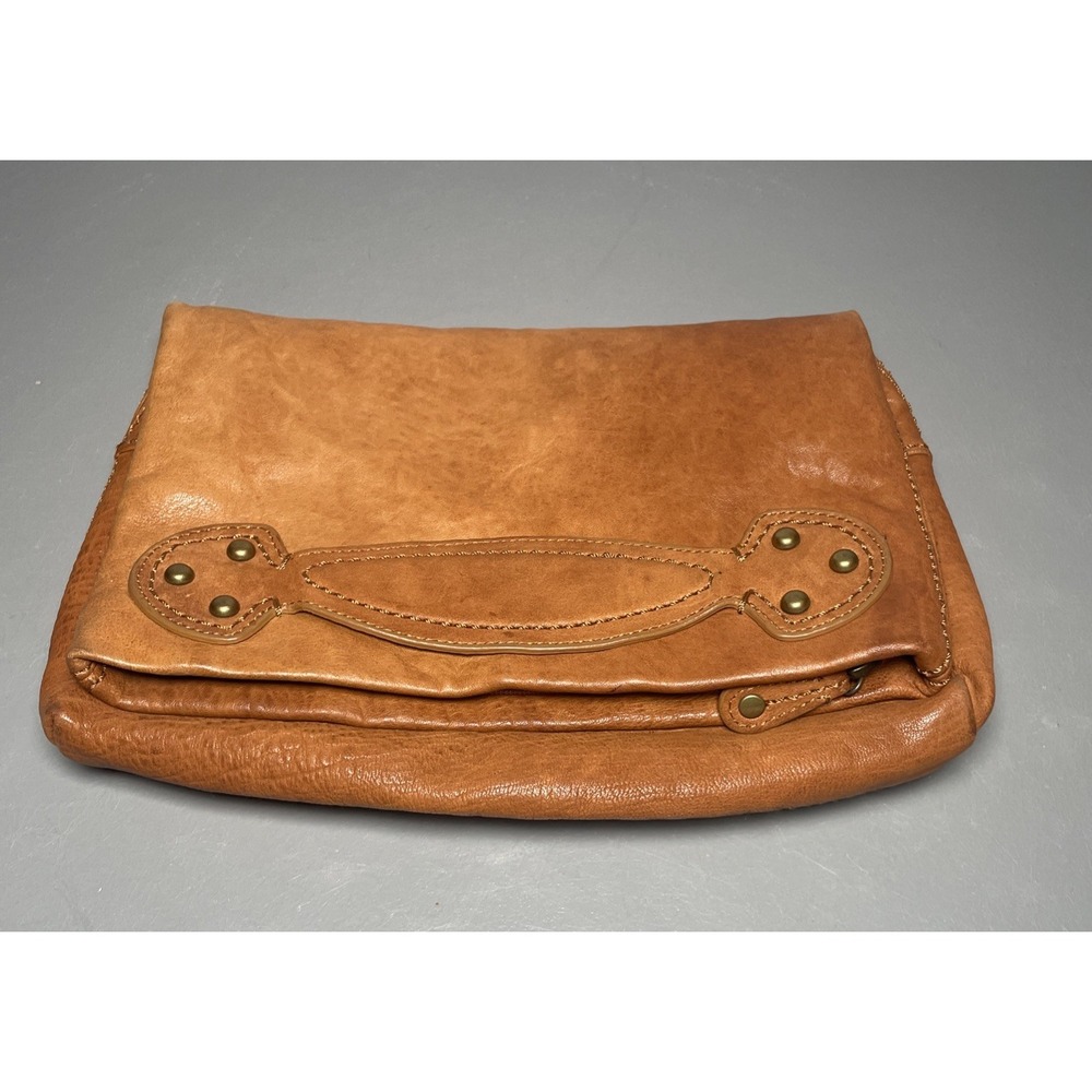 Gap Tan Leather Fold over Clutch Purse Y2K